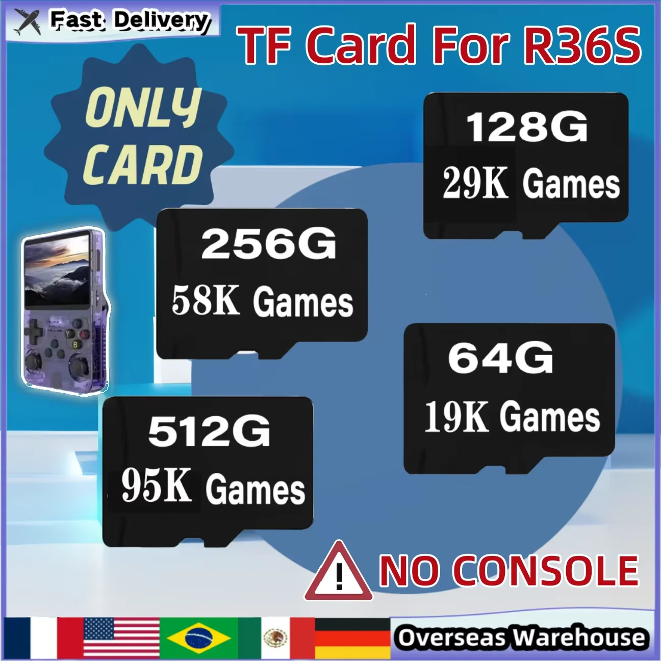 Memory Card For R36S Retro Handheld Video Game Consoles Linux System 3.5 Inch IPS Screen Portable Player 128GB 256GB Games Gifts