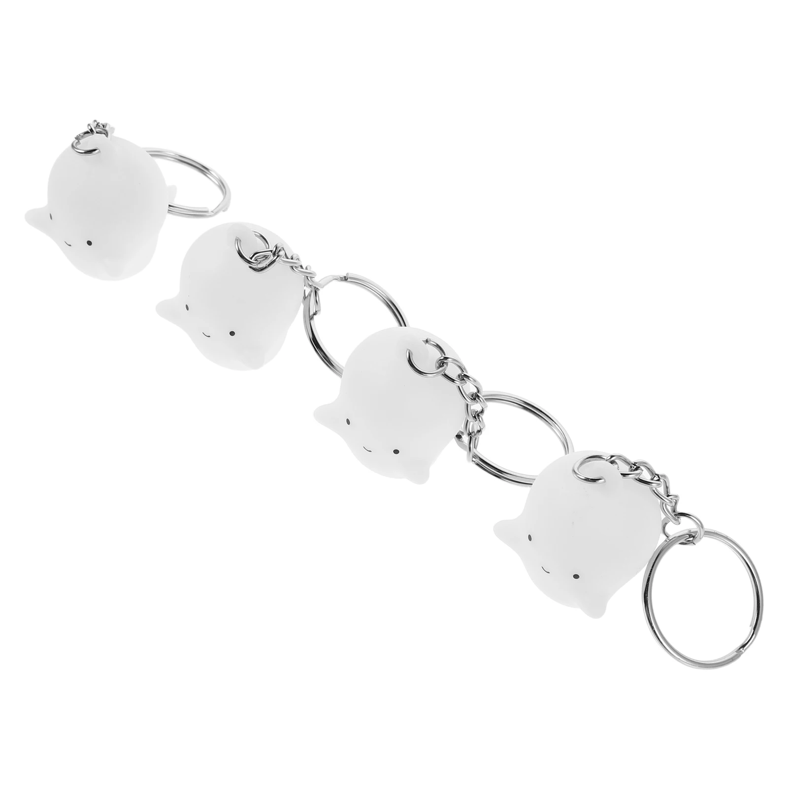 

4 Pcs Luminous Ghost Head Keychain Metal Hanging Ring Backpack Pendants Student