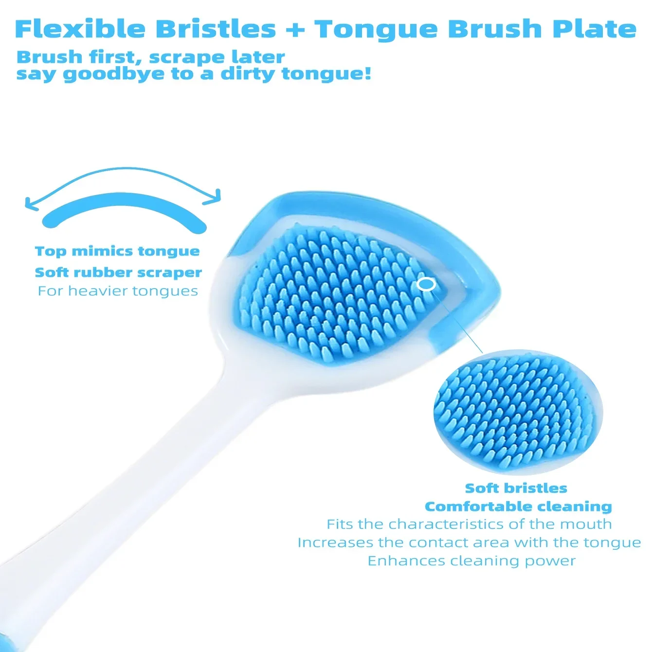 Vaclav 1Pc/4Pcs/8Pcs Silicone Tongue Scraper For Oral Hygiene,Tongue Cleaner Scraper For Oral Care,Tongue Brush Food Debris Clea