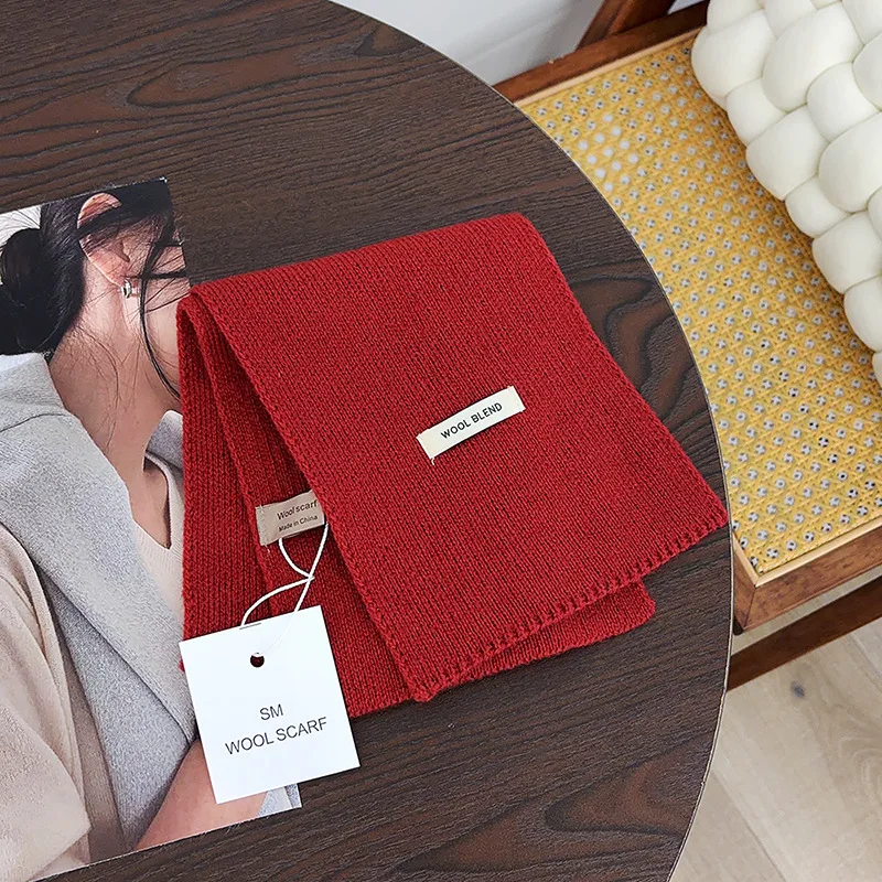 وشاح منسوج من مزيج الصوف لفصل الشتاء، وشاح ناعم ودافئ بلون سادة للجنسين - وشاح شتوي مريح للطقس البارد دافئ بلون سادة