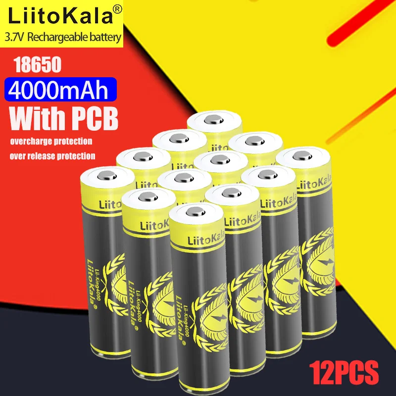 12pcs veitoKala KING4000-PCB 18650 4000mAh Batterie Rechargeable 3.7V Capacité Réelle Eddie ion batterie pour Lampe de Poche sauna lampe Jouet