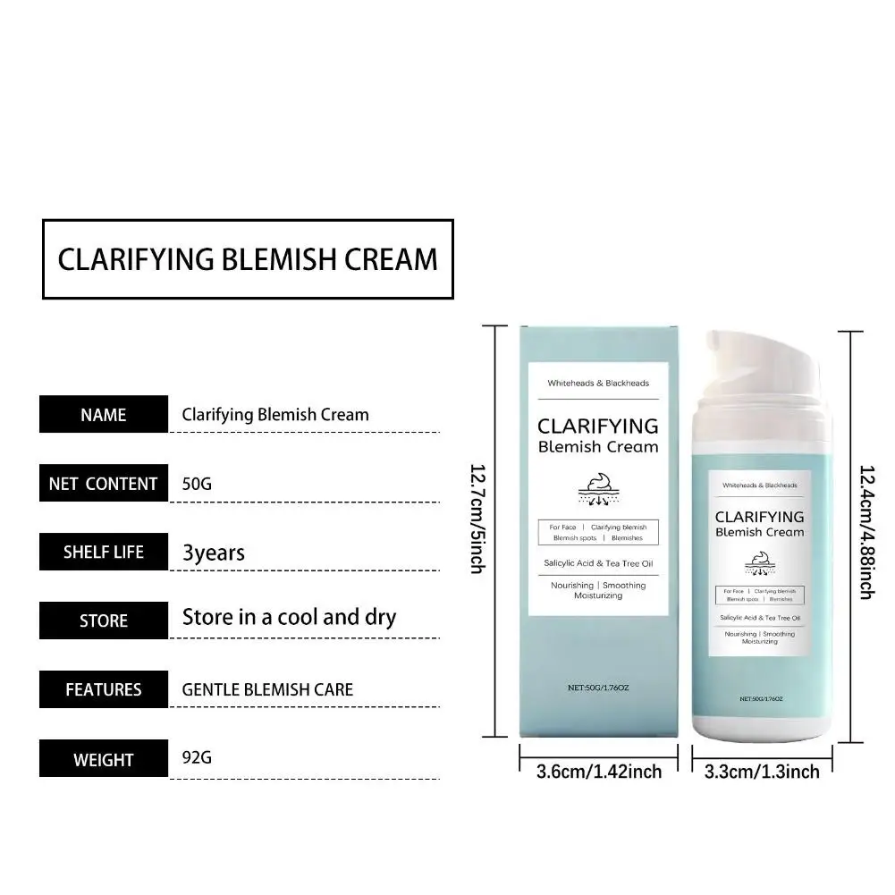 Salicylic Acid Acne Removing Cream Soothing Tea Tree Oil Nourishing Lightweight Non Greasy Moisturizer 50g  Pore Facial Cream view 6