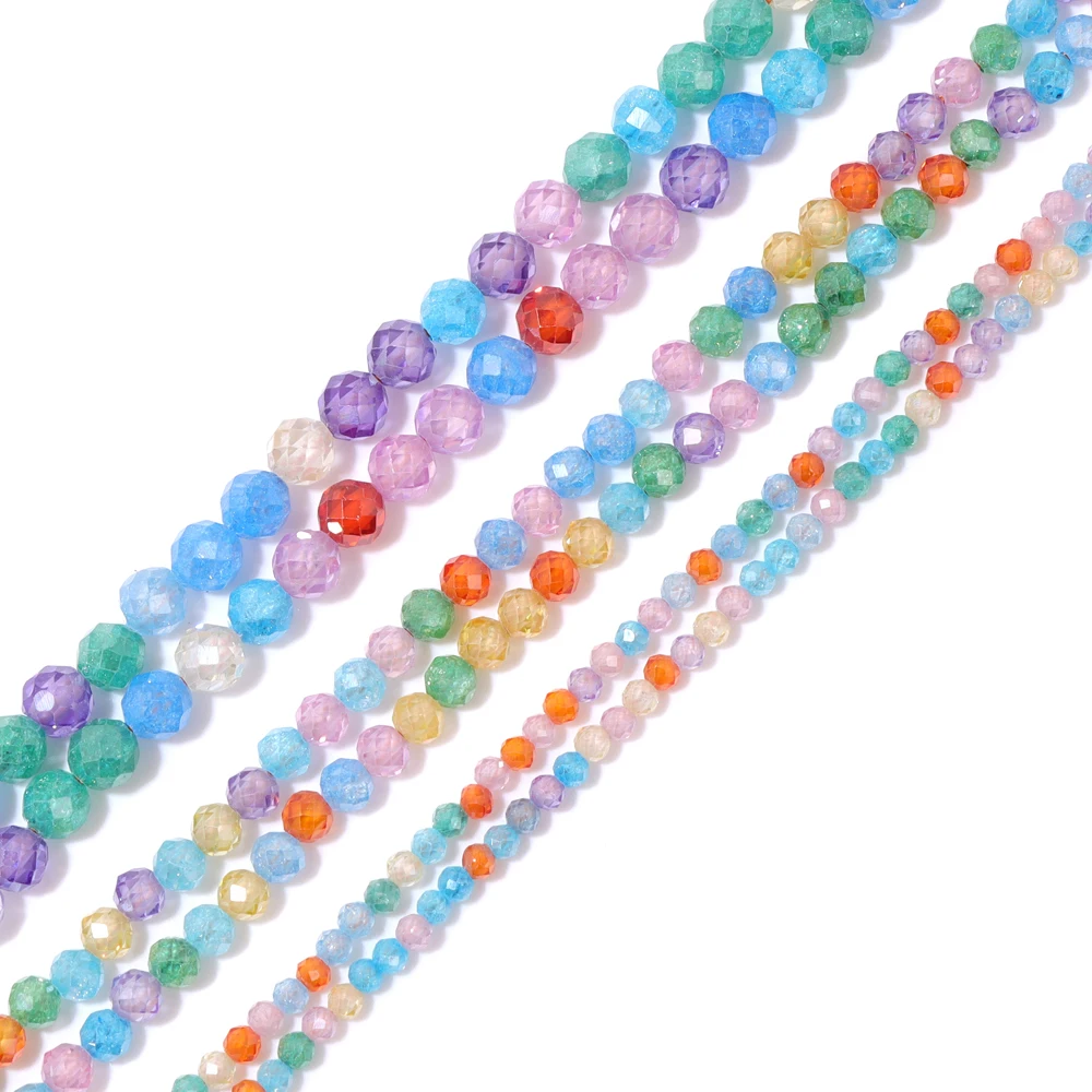 New 2 3 4 MM Faceted Colorful Natural Gem Stone Zircon Beads Loose Small Seed Crustal Quartz Stone Spacer Beads Jewelry Making