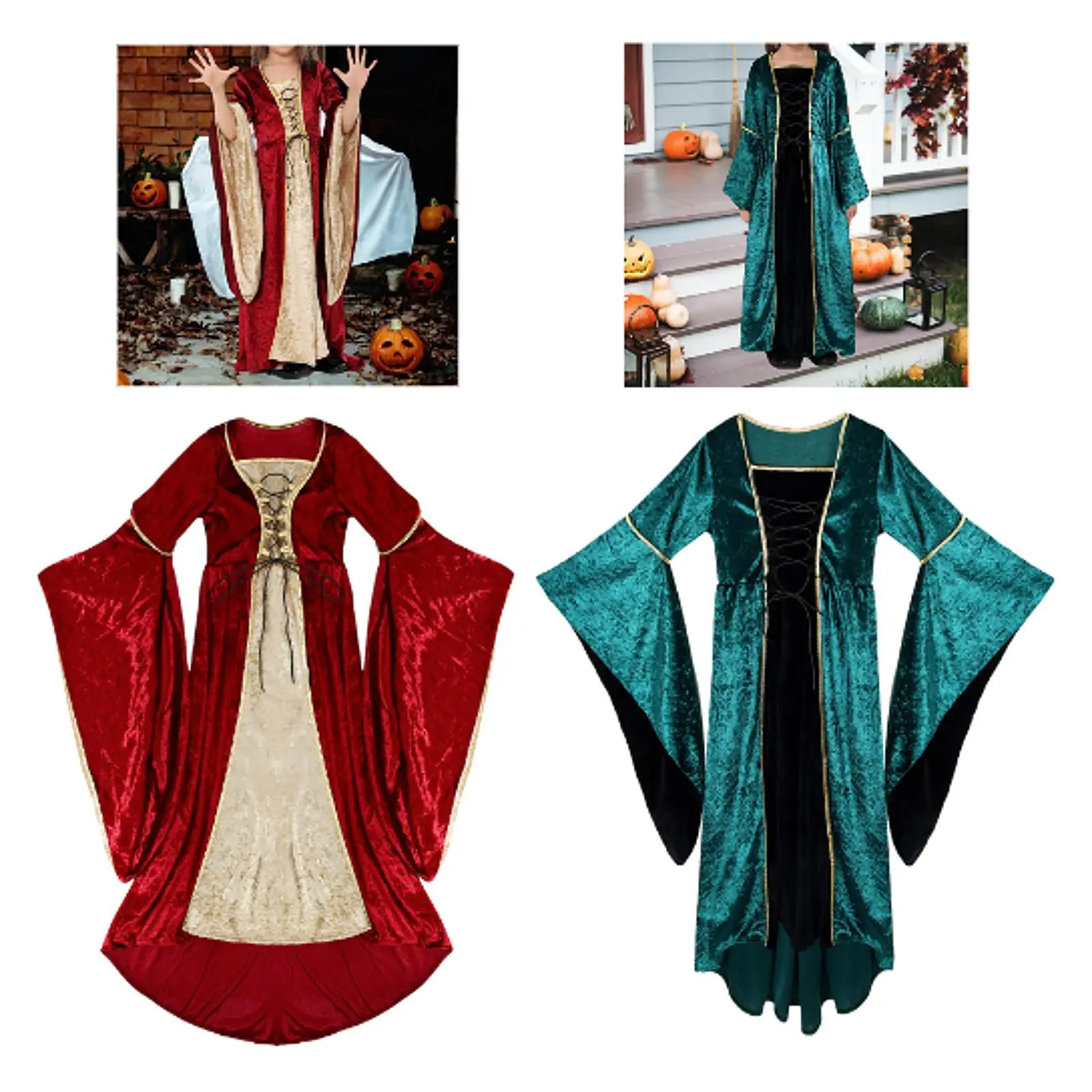 Costume da ragazza retrò per bambini, abito di Halloween per la festa cosplay