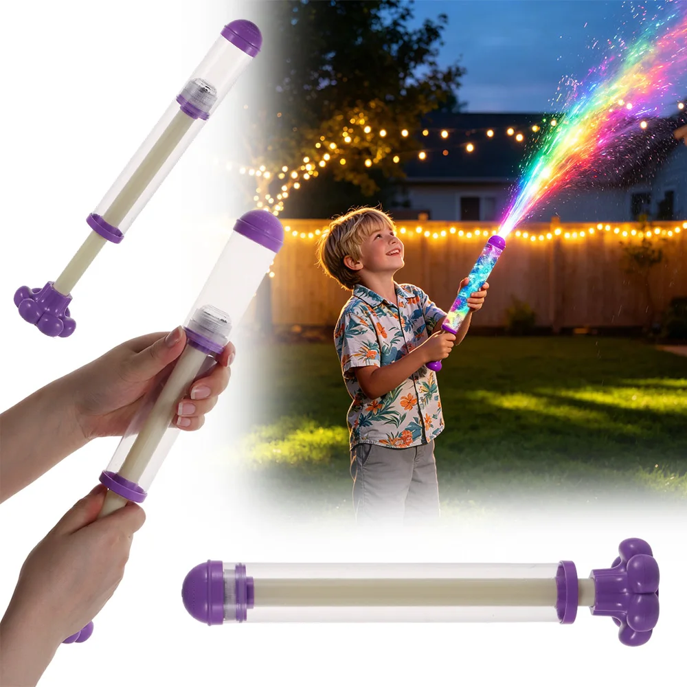 

Outdoor Glowing Rainbow LED Water Blaster Push-Pull Splashing Water Sprayer Large Capacity Spray Water Toys Kids Gift