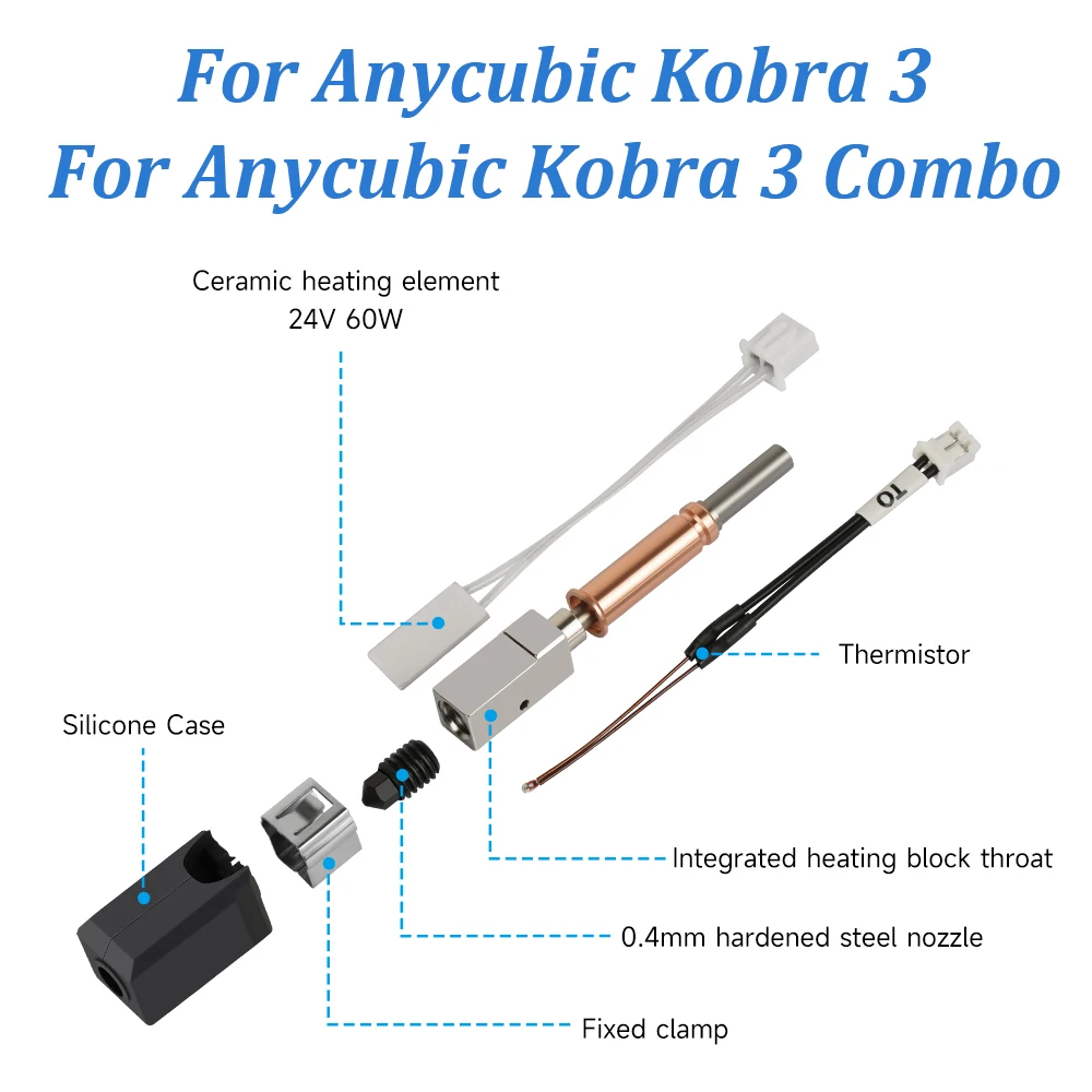 Upgrade Hotend For Anycubic Kobra 3 Ceramic Heating Plate Kit 24V 60W Quick Print Heat For Anycubic Kobra3 Combo Parts Accessory