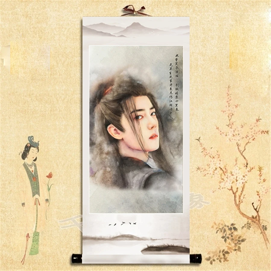 New Grandmaster of Demonic Cultivation Tian Guan Ci Fu Scroll Picture Home Wall Decor Accessories Boy Girl Halloween Gift 1pcs