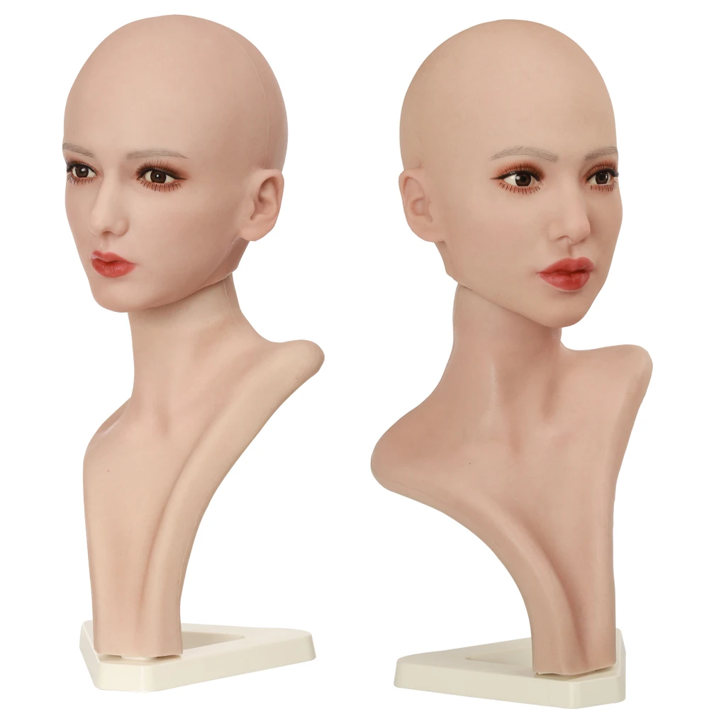 

100% Silicone Display Model Head Silicone Doll Head Model Art Cosmetics Male Adult Toys Simulating Female Real Face Close Mouth