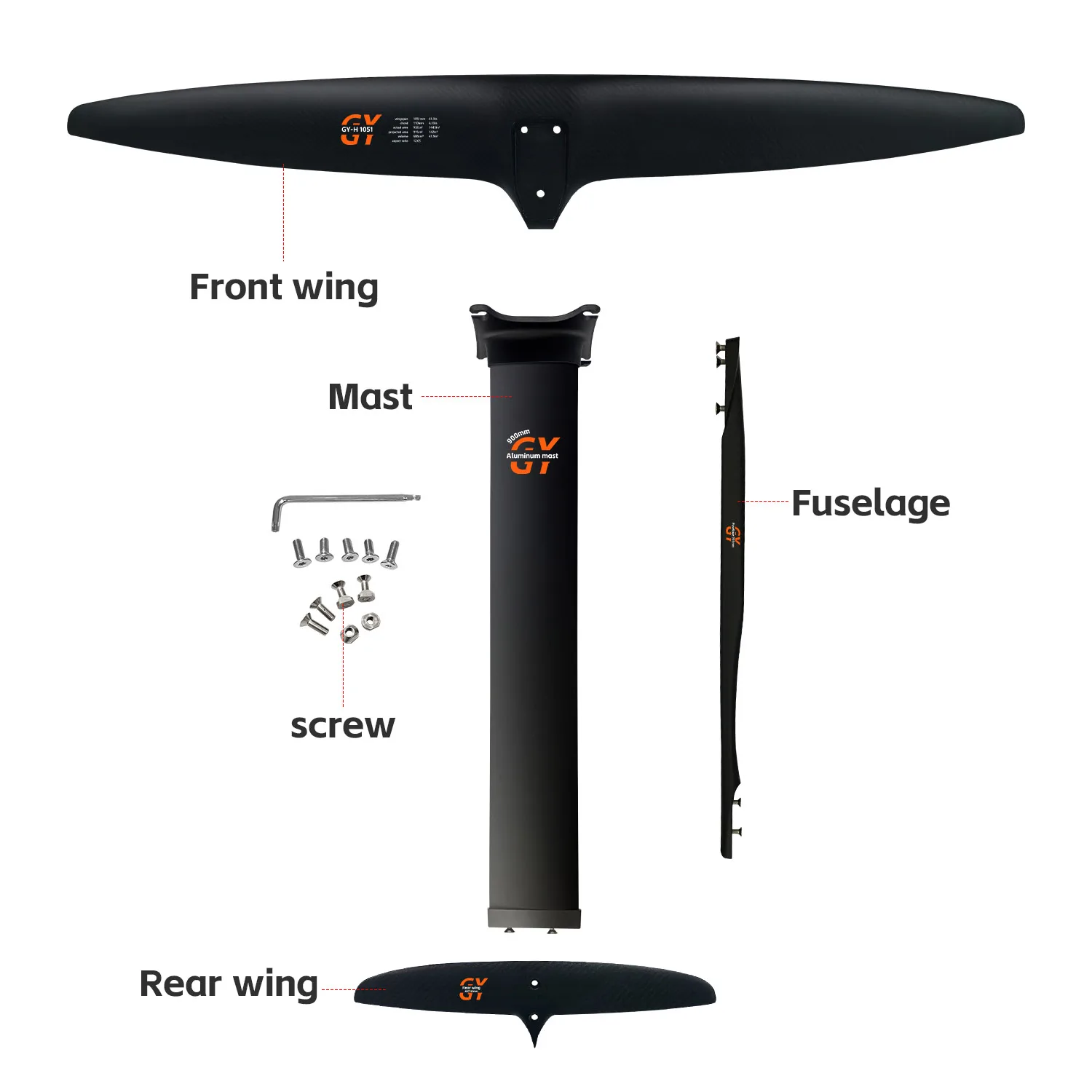 

2025 H1051 Высокопроизводительное крыло на подводных крыльев с настраиваемым логотипом и алюминиевой мачтой из углеродного волокна для серфинга в океанских водах