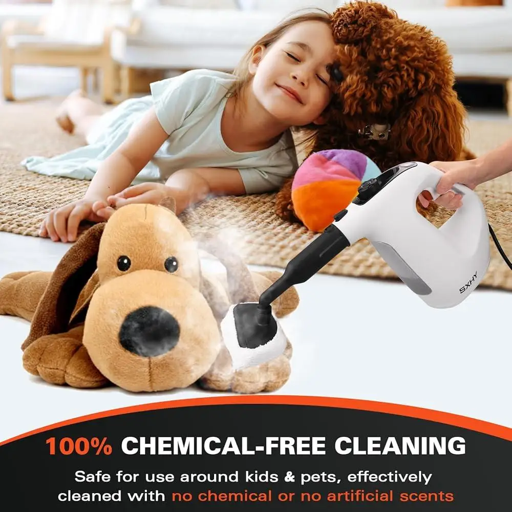 Handheld Steam Cleaner 400ml Continuous Steam Lock Pressurized Multi Surface Steamer Multi Purpose Home Kitchen Car Cleaning