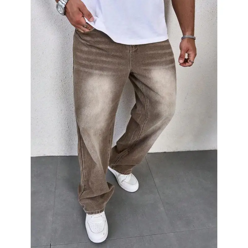Vintage Men's Jeans Retro Denim Cross-Border Straight Leg Pants Double Waist No Stretch Business Casual Winter Collection