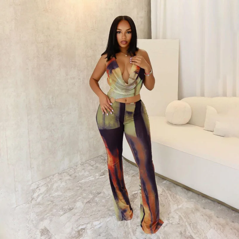 

2025 autumn new women's fashion European and American style sexy backless mesh contrasting lace up micro pull jumpsuit