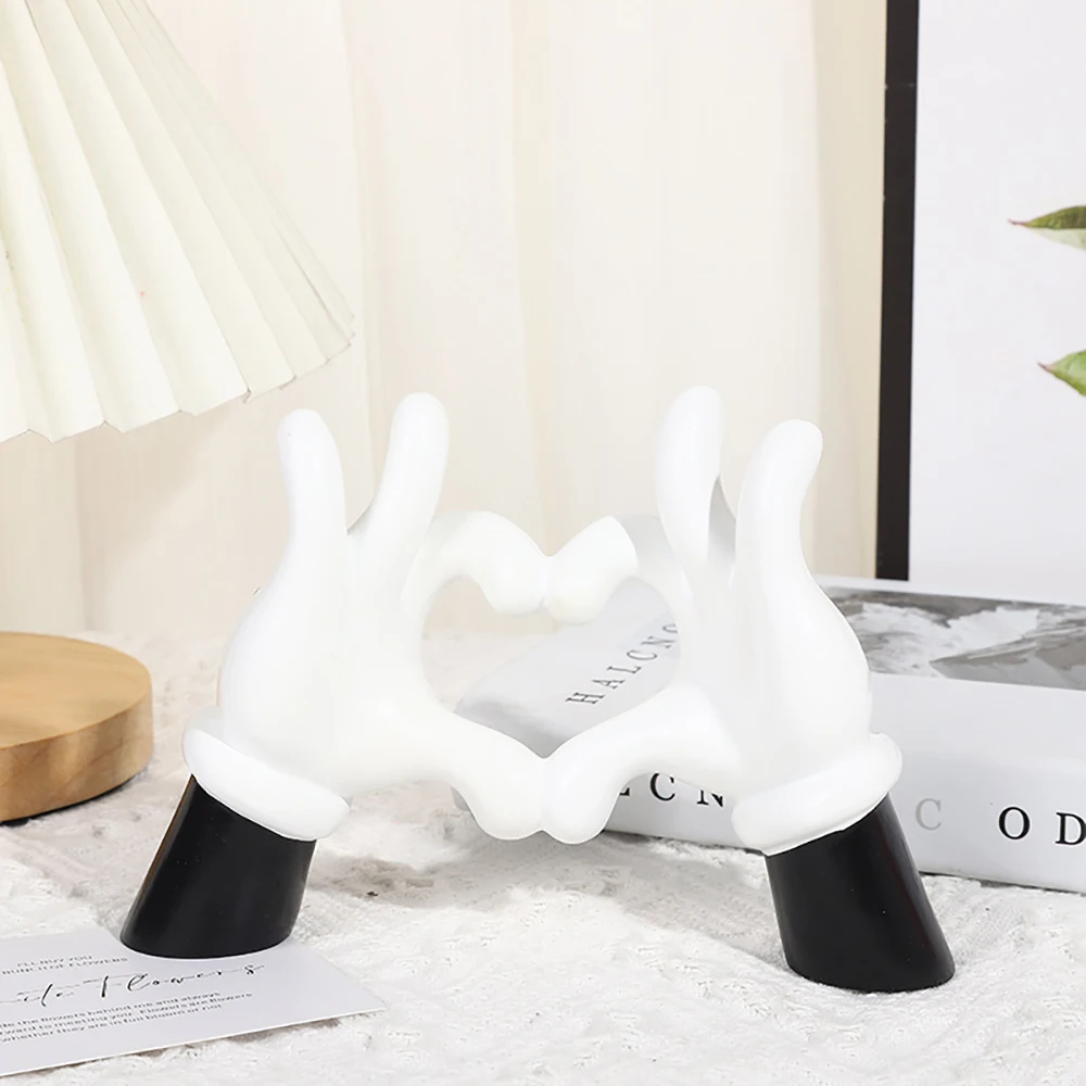 Black-white Resin Love Gesture Statues Sculptures Desktop Ornament Sculpture Figurines Modern Art Crafts Office Home Decoration view 5