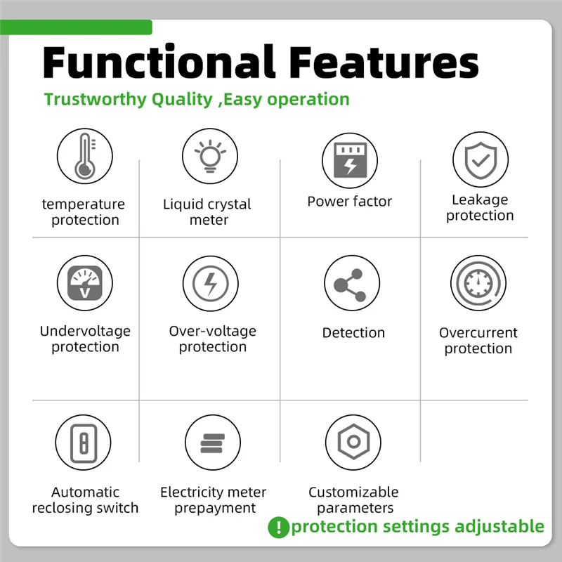

Эффективный Tuya Wi-Fi Smart Energy Meter Многофункциональный протектор Цветной дисплей Защита от пониженного напряжения Предоплаченный счетчик Easy I
