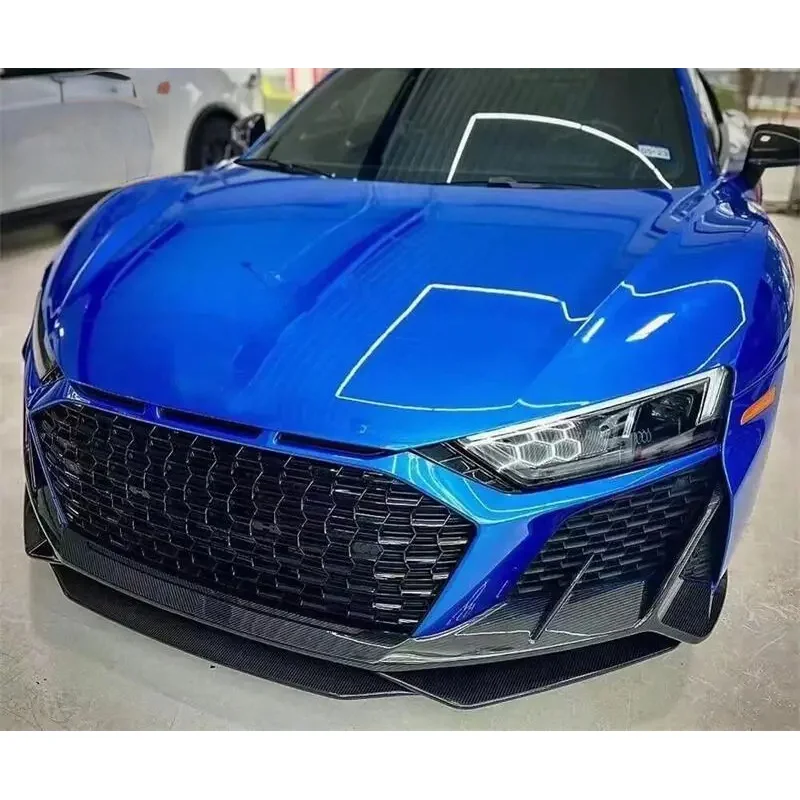 High Quality Carbon Fiber Front Bumper Lip Cap Style Lower Lip Body Kit R8 2021-2023