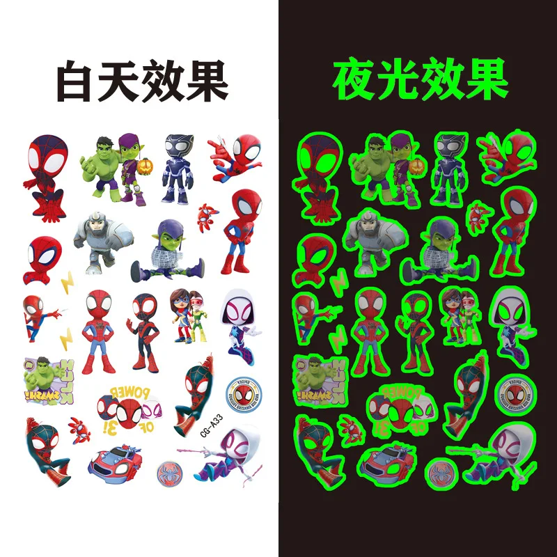 

1Pcs Cartoon Luminous Spidey And His Amazing Friends Temporary Tattoo Sticker Party Favors For Birthday Party Decor Supplies