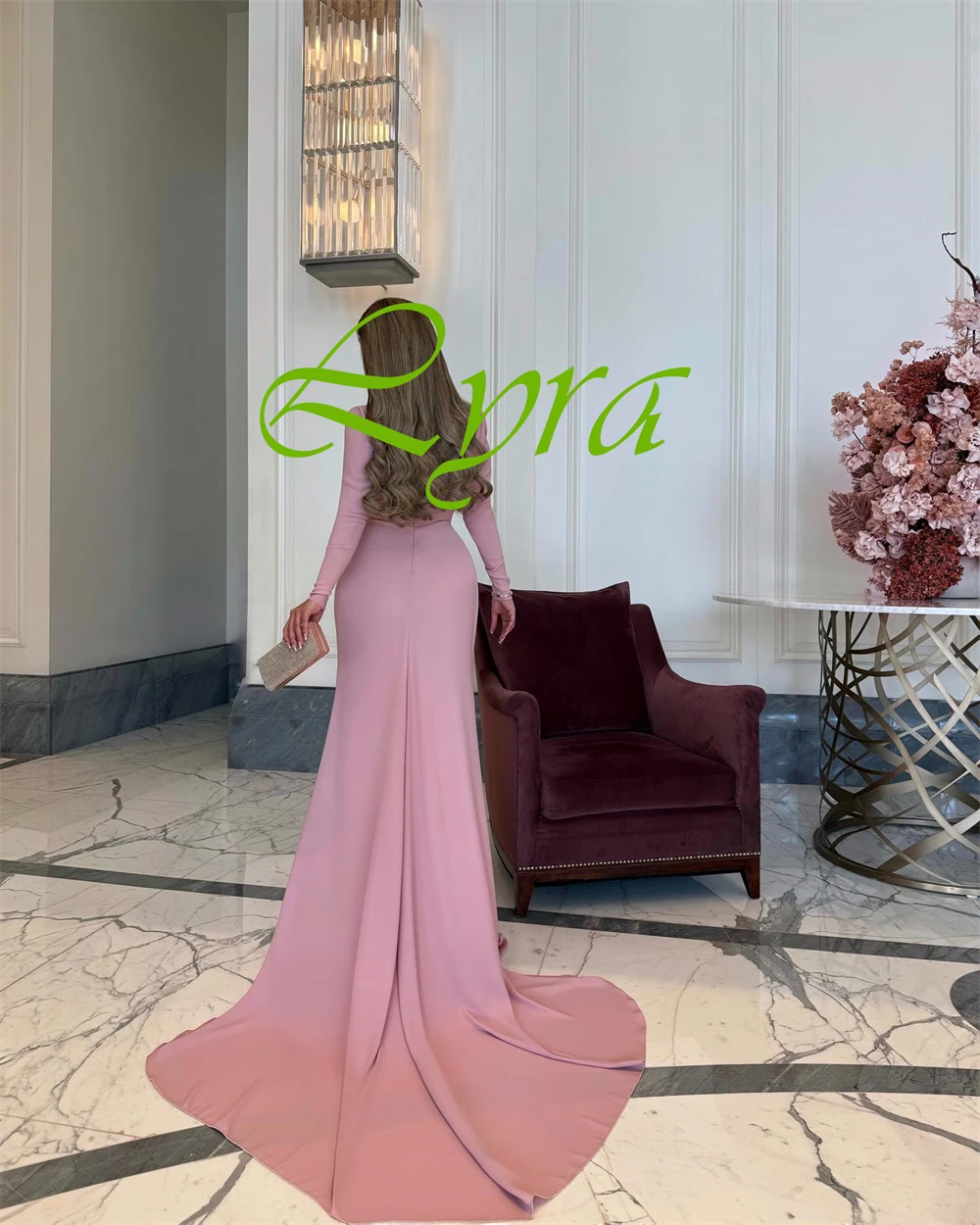 Customized Exquisite Square Collar Cap Sleeve Evening Dress High Quality Satin Long Sleeves Prom Dresses Delicate Party Gowns