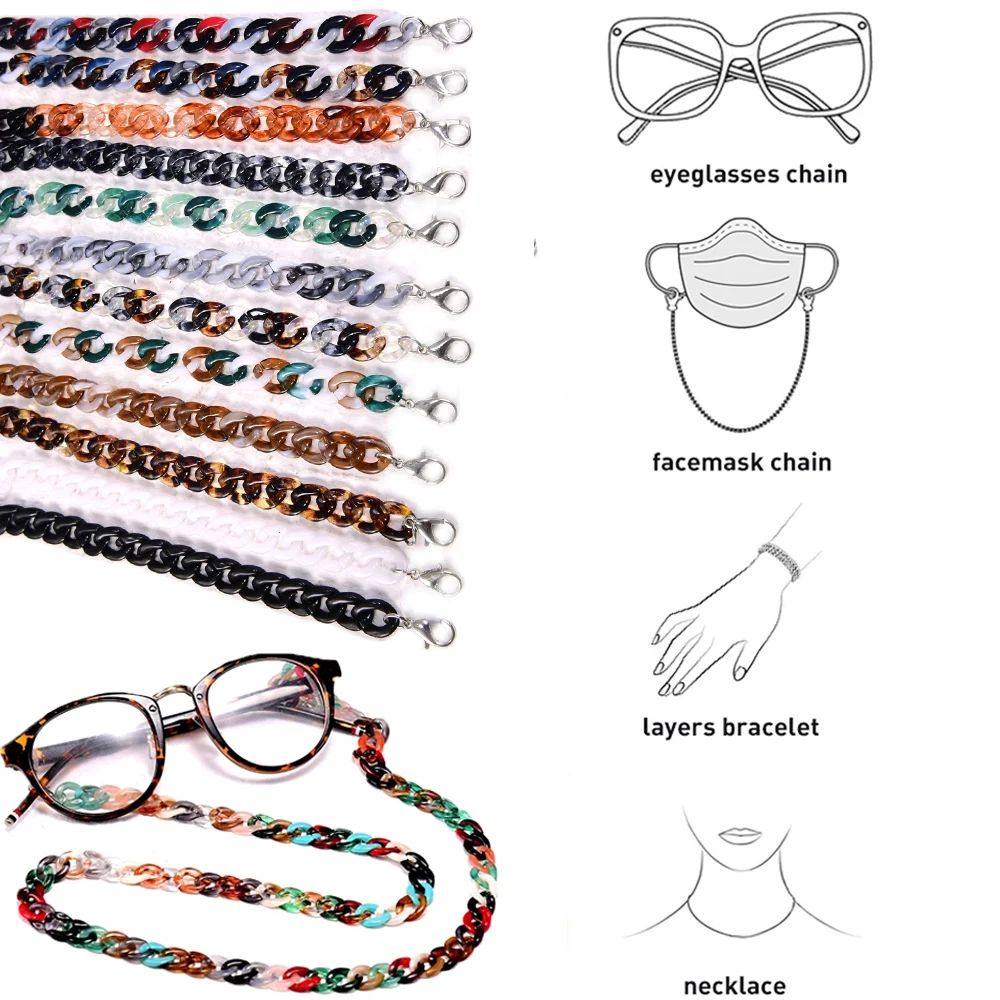 

Sunglasses Mask Holder Acrylic Leopard Anti Slip Neck Strap Eyeglasses Rope Mask Chain Glasses Chain