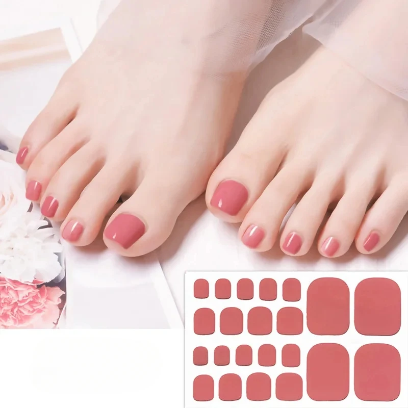 Autocollants Solides pour Ongles de Pieds, Couverture Complète, Feuille Adhésive Imperméable, à la Mode, pour Manucure