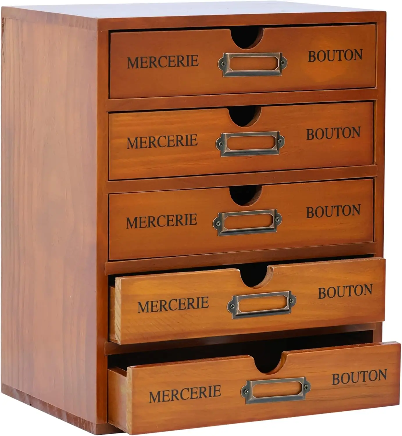 

Винтажный деревянный органайзер для стола с 5 ящиками, штабелируемый, для хранения рукоделия и домашнего декора