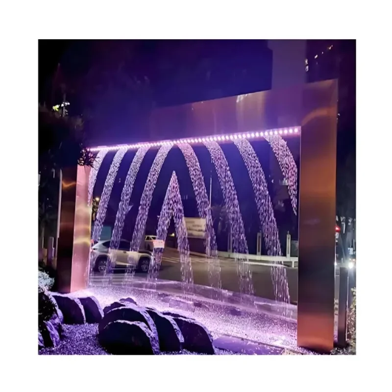 Automatic Digital Water Curtain Stainless Steel Lobby Waterfall Fountain for Garden Hotels Stone Garden Products