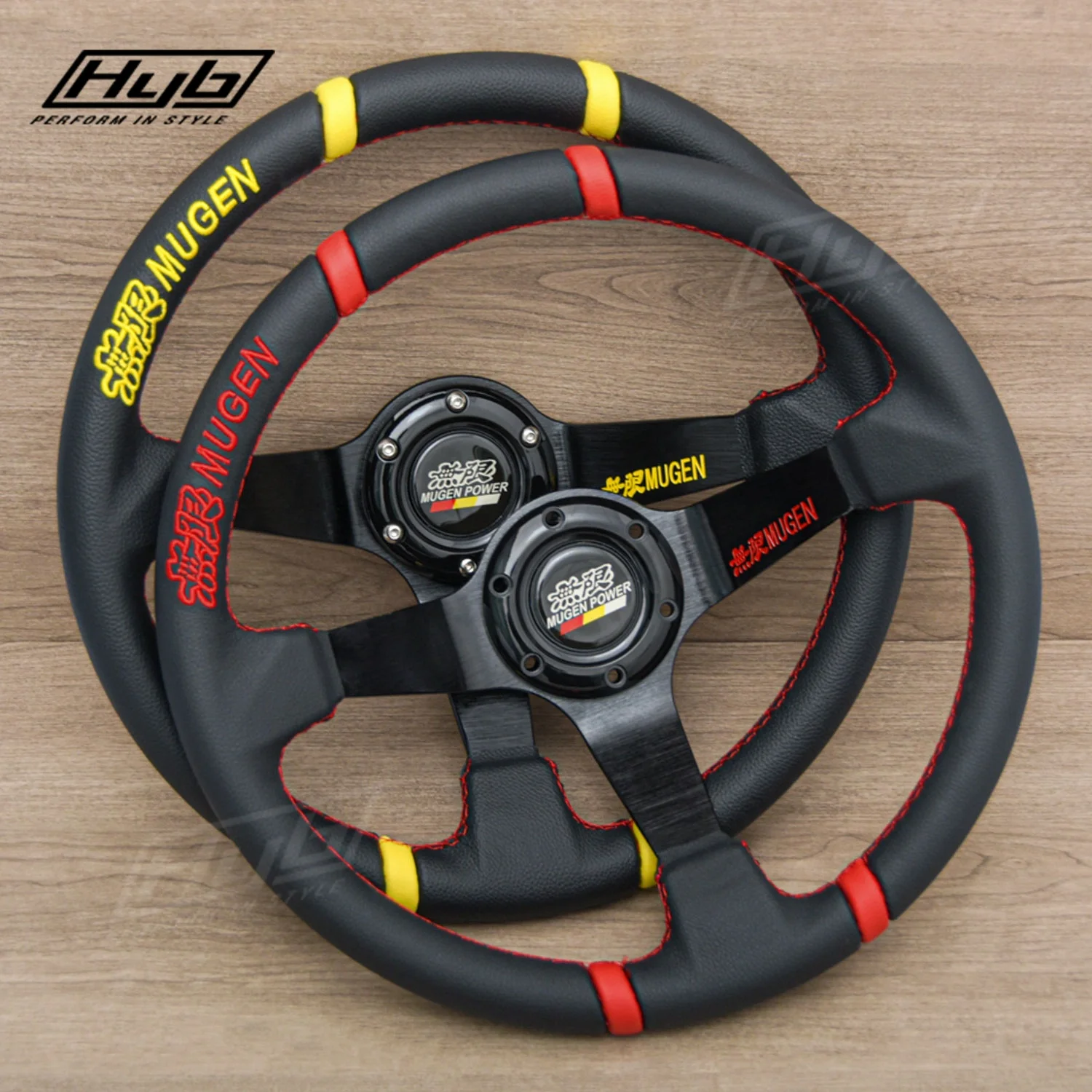 Universal JDM Mugen Power Steering Wheel Deep Dish Racing Sports Car Steering Wheel 14inch Sim Race Gaming Steering Wheel