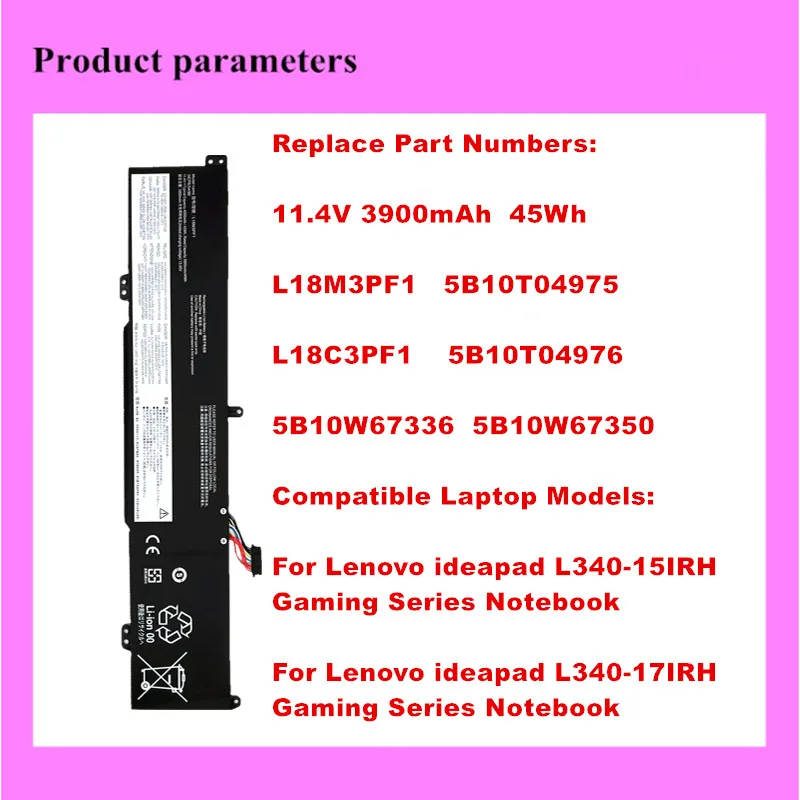 L18M3PF1 Laptop Battery For Lenovo IdeaPad L340-15IRH L340-17IRH Gaming Series Notebook L18C3PF1 5B10T04975 5B10T04976