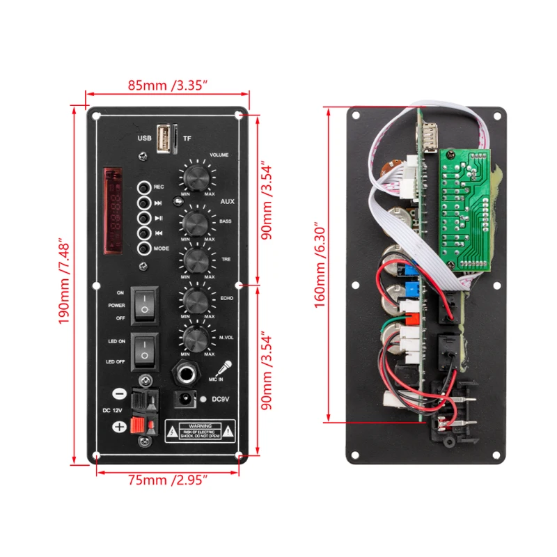 30W-120W Audio Amplifier Board USB Dac FM Radio Support Dual Microphone Bluetooth Amplificatore Subwoof for Speaker 12V/24V 220V