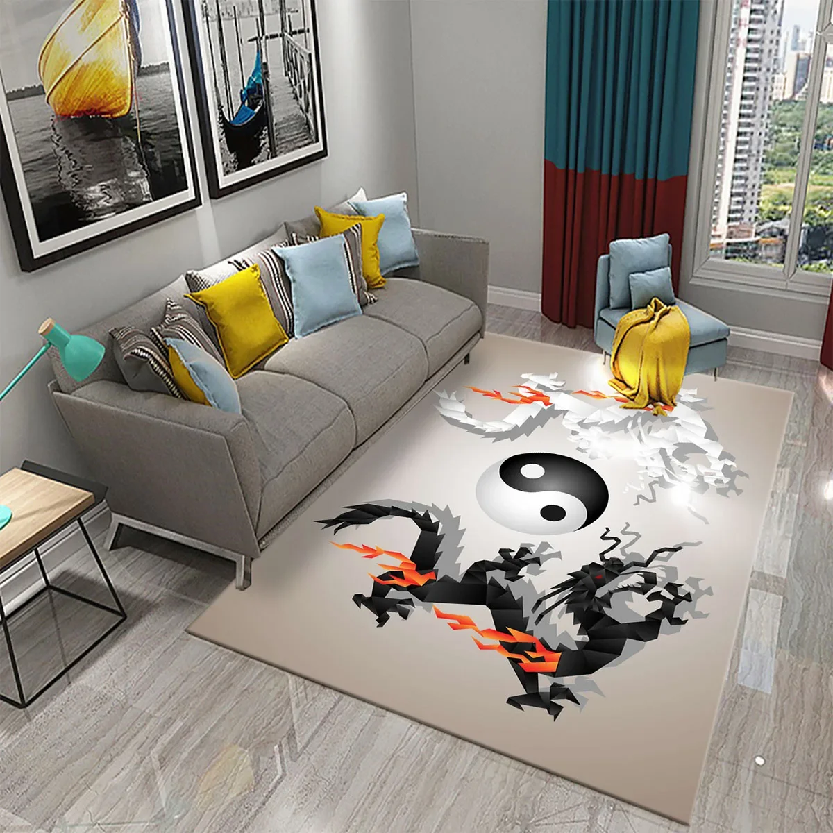 Modern Tai Chi Bagua Carpet for Living Room Kids Bedroom Play Home Decor Floor Mat E-sports Chair Rugs Bathroom Non-slip Rugs