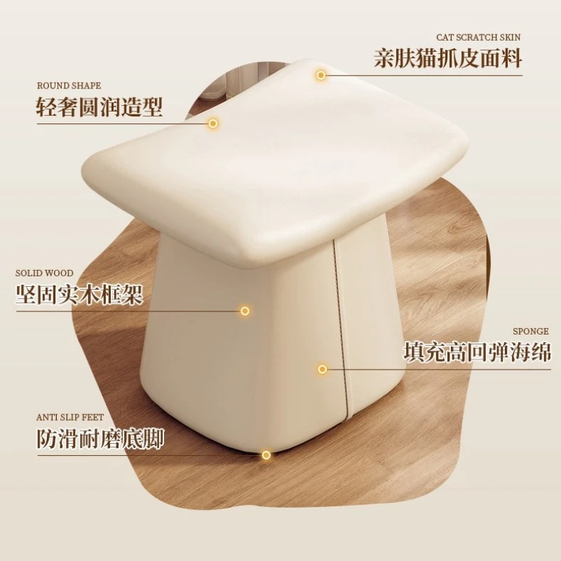 Premium Stylish Modern Minimalist Vanity Chair with Backrest, High-End Makeup Stool for Girls' Bedroom, Dressing Table,Trendy