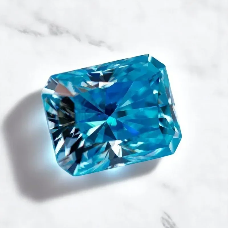 

L-аквамаринный цветной муассанит, камень сияющей огранки, выращенный в лаборатории бриллиант для женщин, материалы для изготовления ювелирных изделий с сертификатом