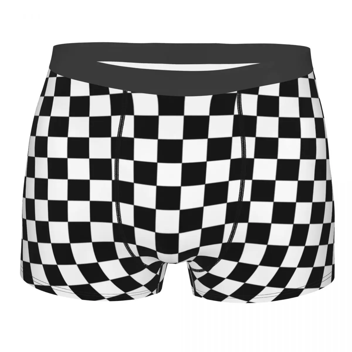 Custom Black And White Checkered Boxer Shorts For Homme 3D Printed Geometric Checkerboard Underwear Panties Briefs Underpants