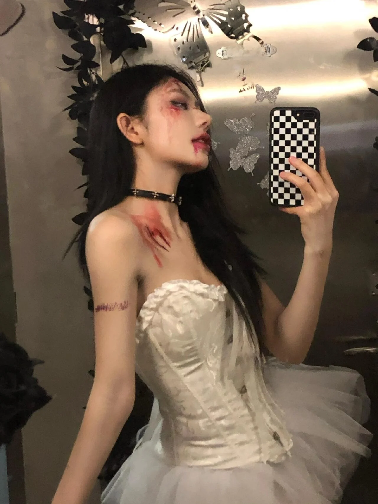 loween Devil Angel Sexy Strapl Waist-Cinched Vest High Waist Fluffy ort Skirt Set Women's Costume Outfit