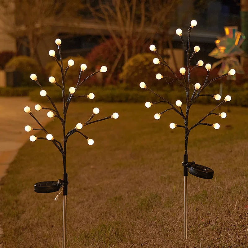 Luces de camino de bola Solar, luz de enchufe de jardín al aire libre, 8 modos, decoraciones navideñas impermeables, decoración de luciérnaga, luces de paisaje 1002