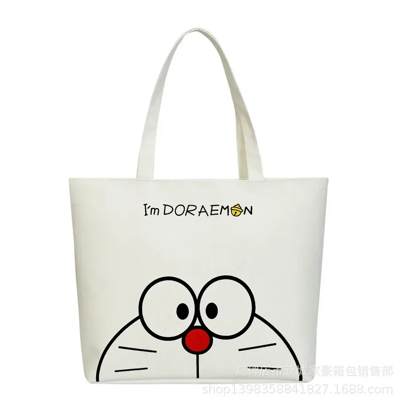 Crianças lona bonito bolsa de ombro doraemon menina feminina artoon moda alta capacidade menino 40cm bolsa viagem saco armazenamento compras