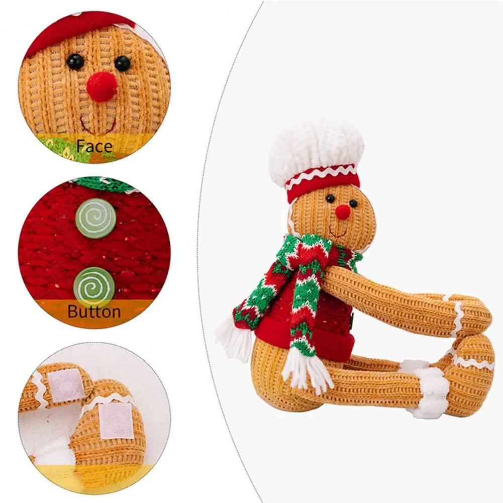 Gingerbread Man Themed Decor Knitted Gingerbread Man Wine Bottle Hugger Holder Set Festive Christmas Decor Table for Home