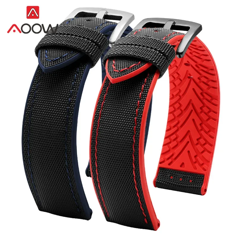 

20mm 22mm 24mm Nylon Silicone Strap Waterproof Watchband for Omega Speed master Men Rubber Replacement Bracelet Band for Mido