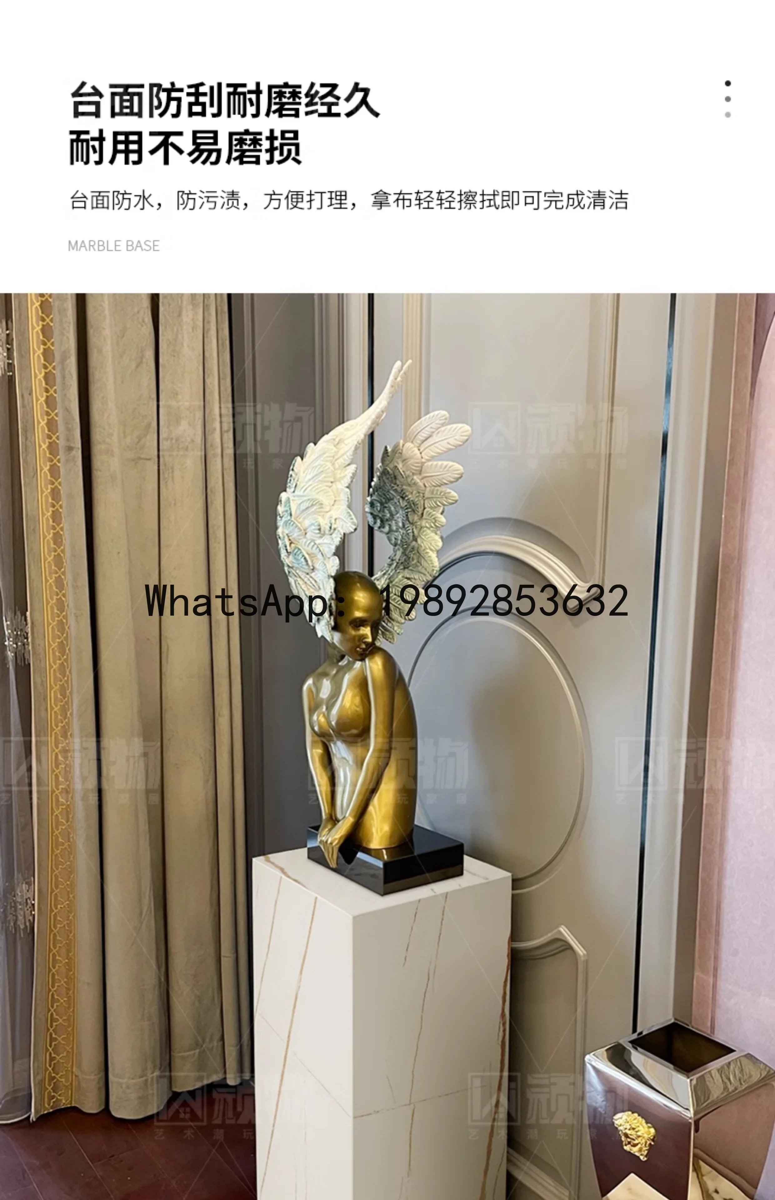 DSA Entrance Floor Rock Plate Ornament Living Room TV Cabinet Display Stone Pillar Flower Stand Shelf