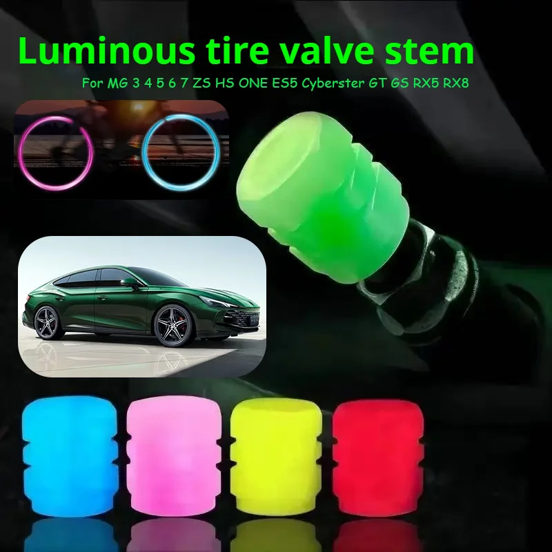 For MG 4pcs Luminous Valve Stem Cap, Universal Car Fluorescent Valve Stem Cap, Luminous Valve Stem Cap