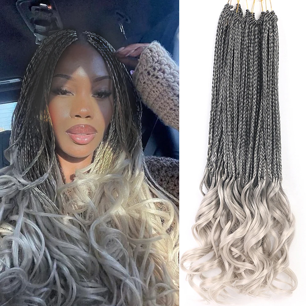 

VERVES Crochet Hair Synthetic French Curls Braiding Hair Ombre Box Hair Extensions For Women 24 inch Wavy Curly Black Brown