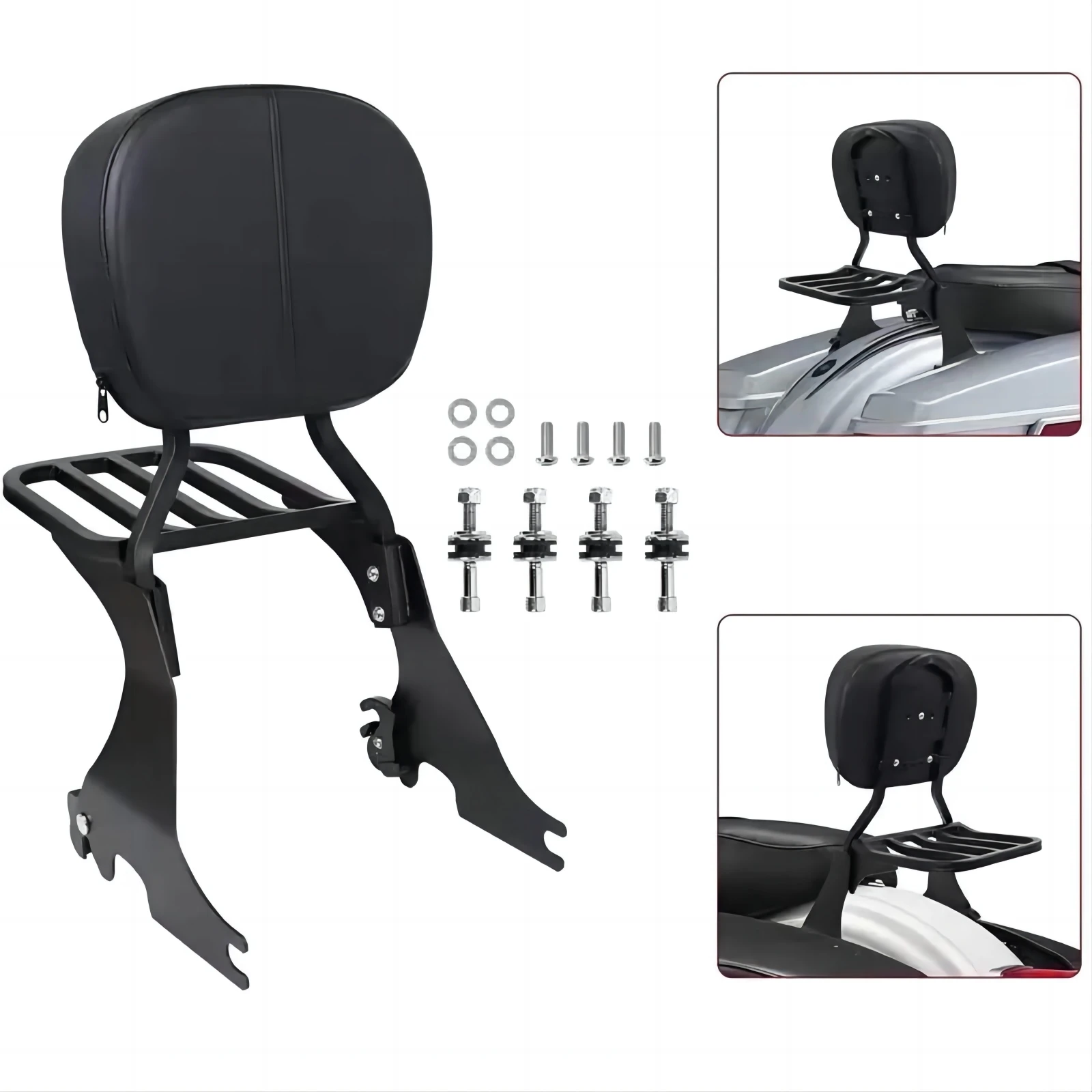 Sissy Bar Backrest Luggage Rack Fit For Harley Sportster Iron XL883 XL1200 04-23