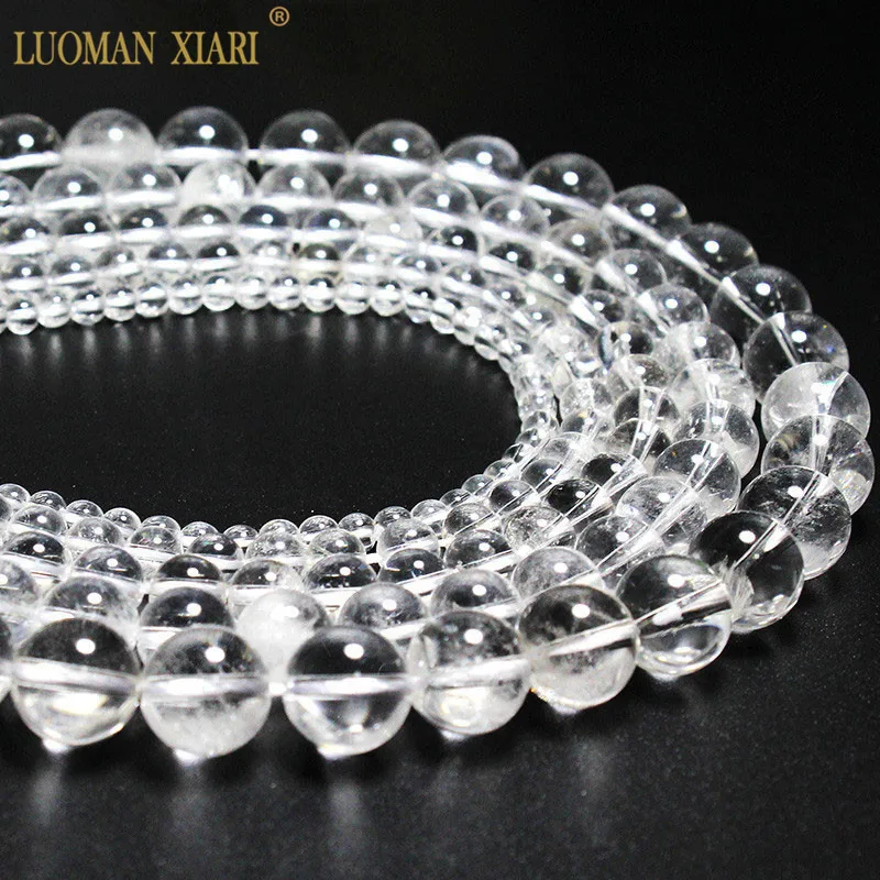 Wholesale 100%  Natural Clear Rock Crystal Quartz  Stone Beads For Jewelry Making DIY Bracelet Necklace 4/6/8/10/12 mm15.5\'\'