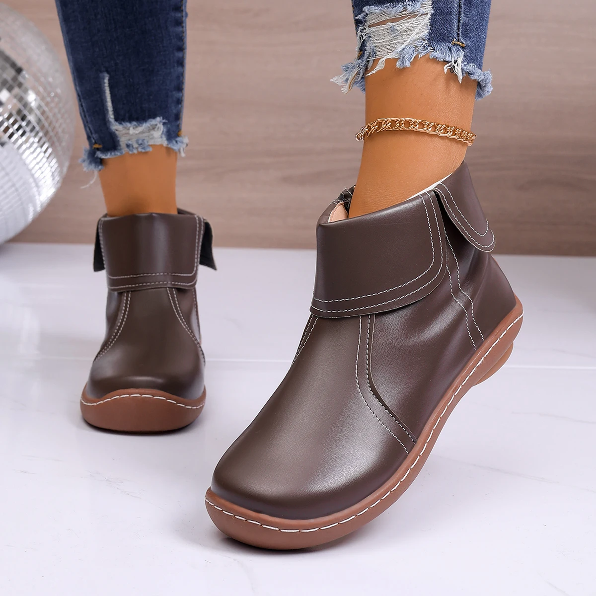 

Women Boots Flats Ankle Boots Fashion Causal Comfortable Shoes Winter Booties Female Casual Shoes Woman Big Size 35-43