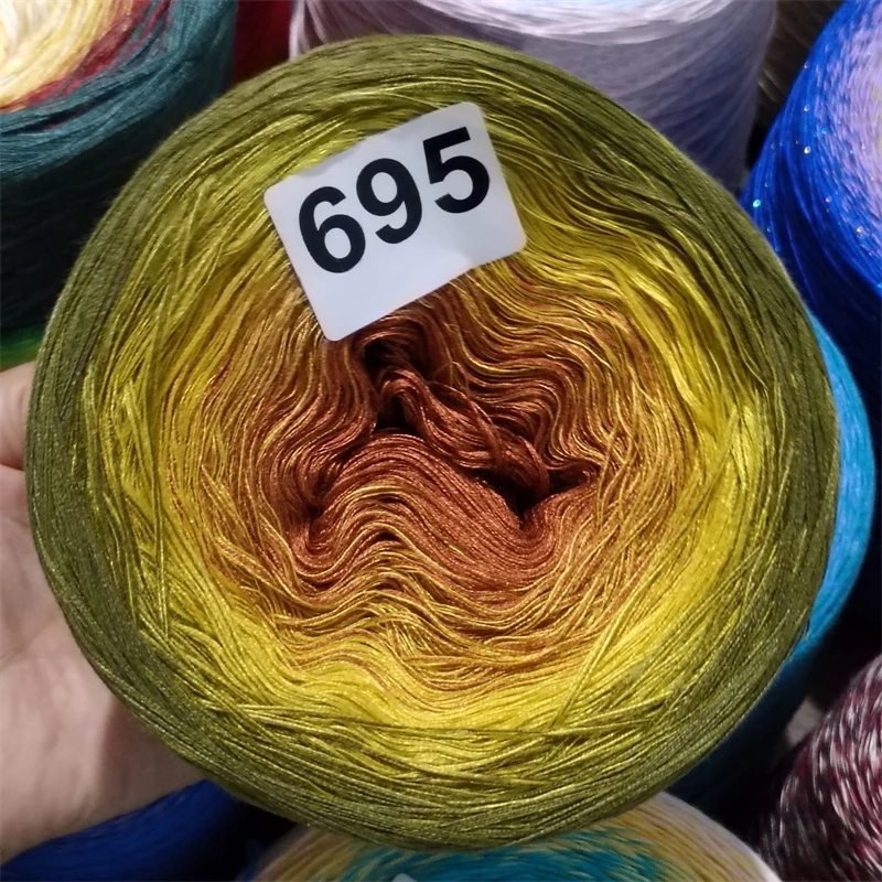 300G/Ball Mercerized Organic Cotton Gradient Cake Yarn Christmas Green Series 4 Strands Baby Knitting Crochet Scarf Shawl TJ8662