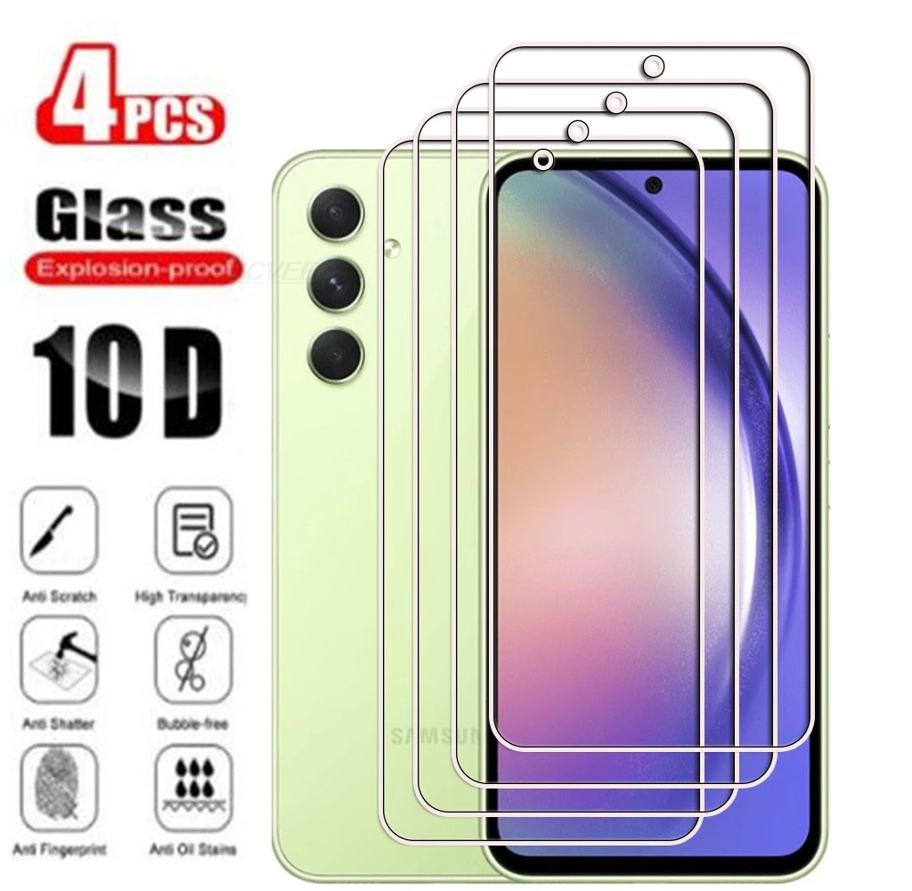 4PCS 9H HD Tempered Glass For Samsung GalaxyA54 SM-A546V A546U A546U1 A546B 6.4"Galaxy A54 5G Screen Protector Protective Film