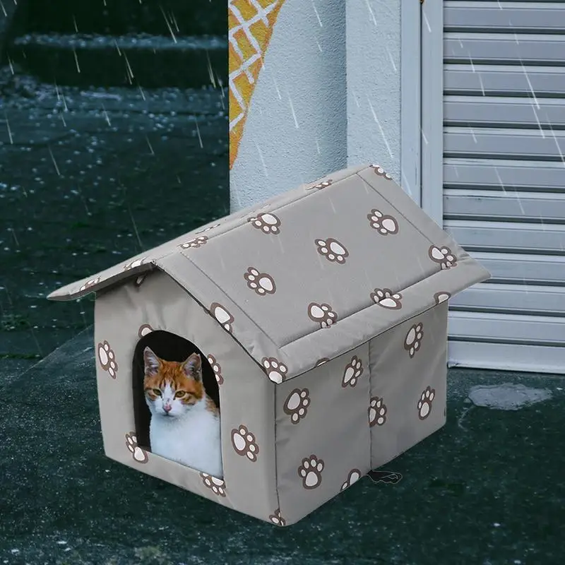 Foldable Cat House Outdoor Waterproof Pet House For Small Dogs Kitten Puppy Cave Nest With Pets Pad Dog Cat Bed Tent Supplies