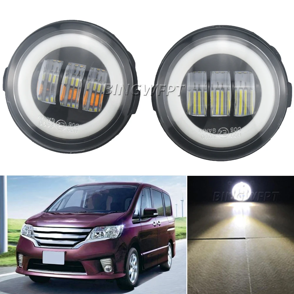 Car-Styling Daytime Running Lights + Lens Fog Lights For Nissan Serena Highway Star Suzuki Landy C26 2010-2019 Angel Eye