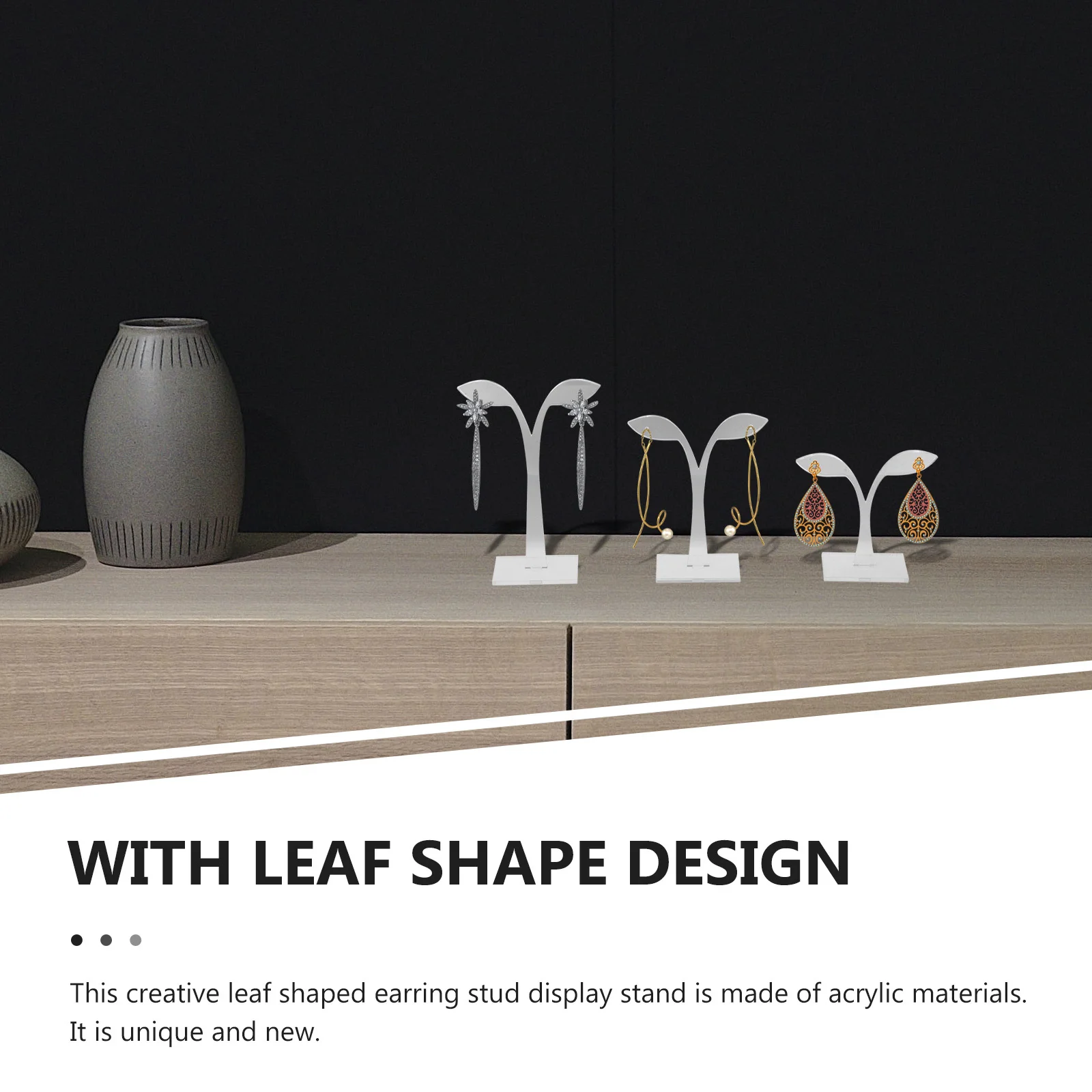 

6Pcs Leaf Shaped Acrylic Earring Holder Display Stand Jewelry Organizer Earring Rack Desktop Storage Organizer