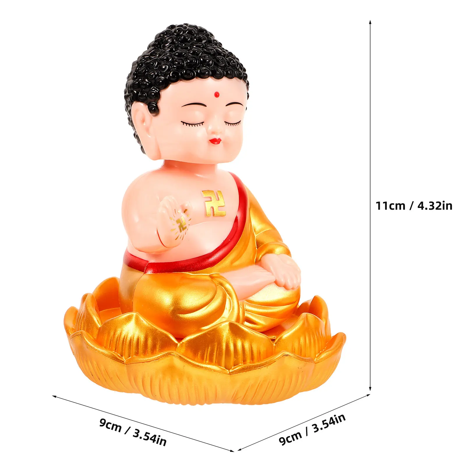 Solar Powered Buddha Ornament for Home Office Desk Dashboard Feng Shui Decor Plastic Garden Statue view 4