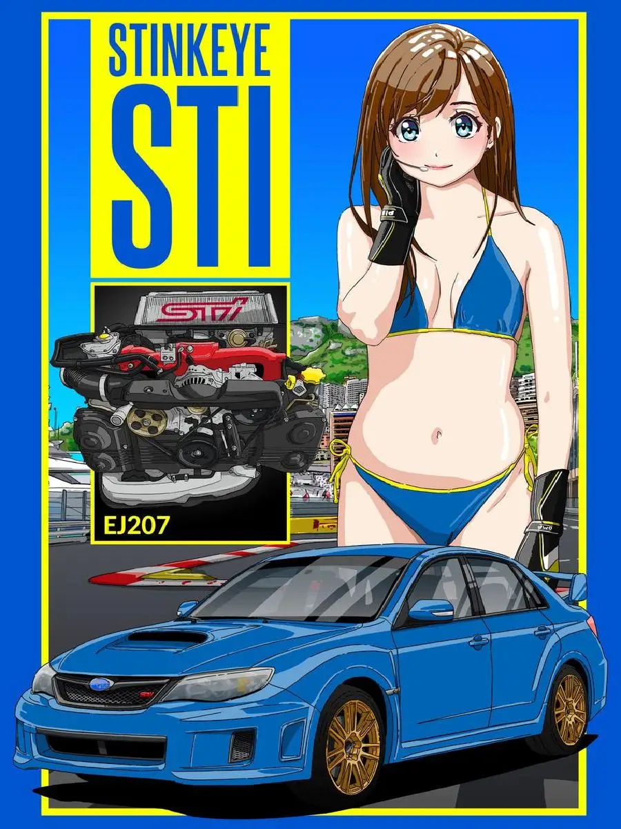 Subaru WRX STi Stink Eye Poster  Modern Car Prints for Man Cave Wall Decor Interior Design Collection